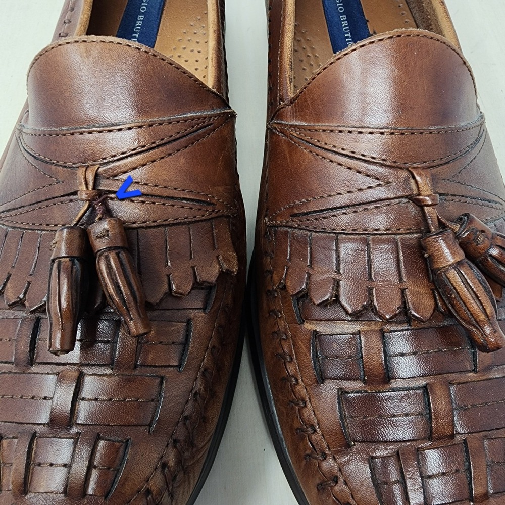 Giorgio Brutini Loafer 11 Men Kiltie Woven Tassels Bartell Brown Leather Slip On - Picture 11 of 14